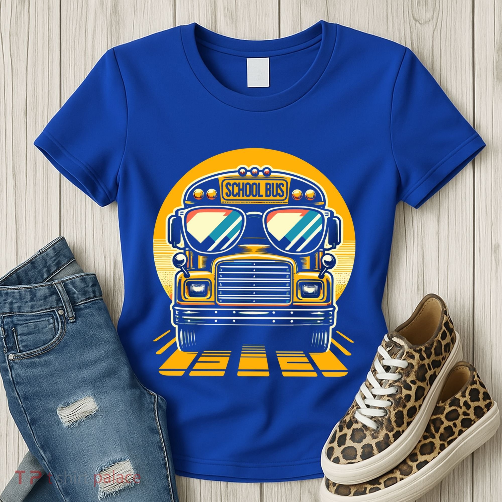 Funny Bus With Sunglasses School Bus Driver Back To School Funny Gift Women's T-Shirt