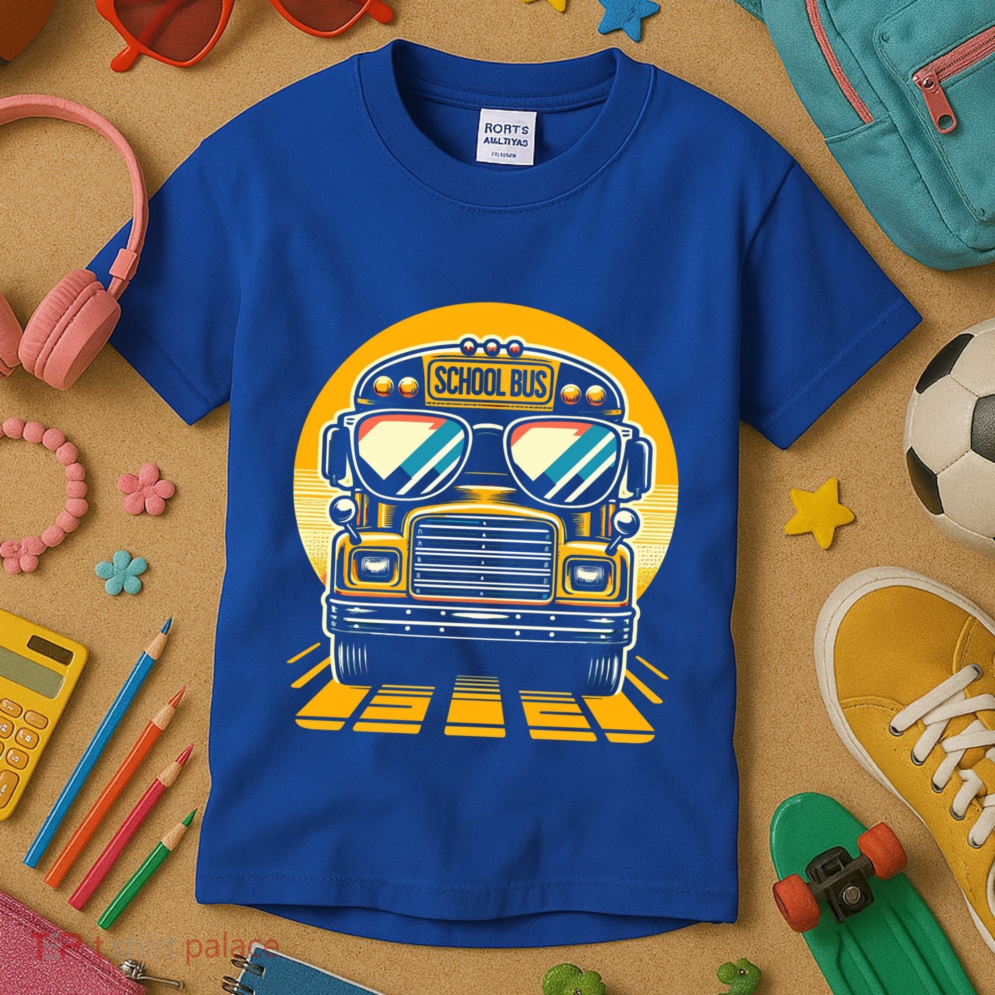 Funny Bus With Sunglasses School Bus Driver Back To School Funny Gift Kids T-Shirt