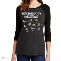 Funny Bird Watcher How To Identify A Bird Unique Birder Women's Tri-Blend 3/4-Sleeve Raglan Shirt thumb 2