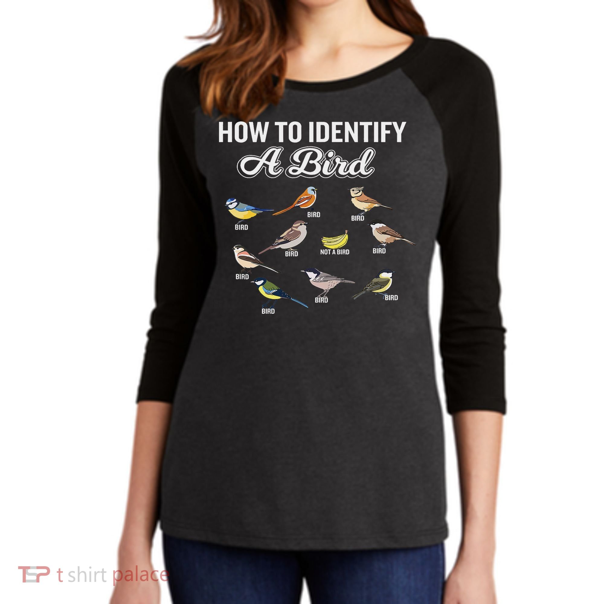 Funny Bird Watcher How To Identify A Bird Unique Birder Women's Tri-Blend 3/4-Sleeve Raglan Shirt
