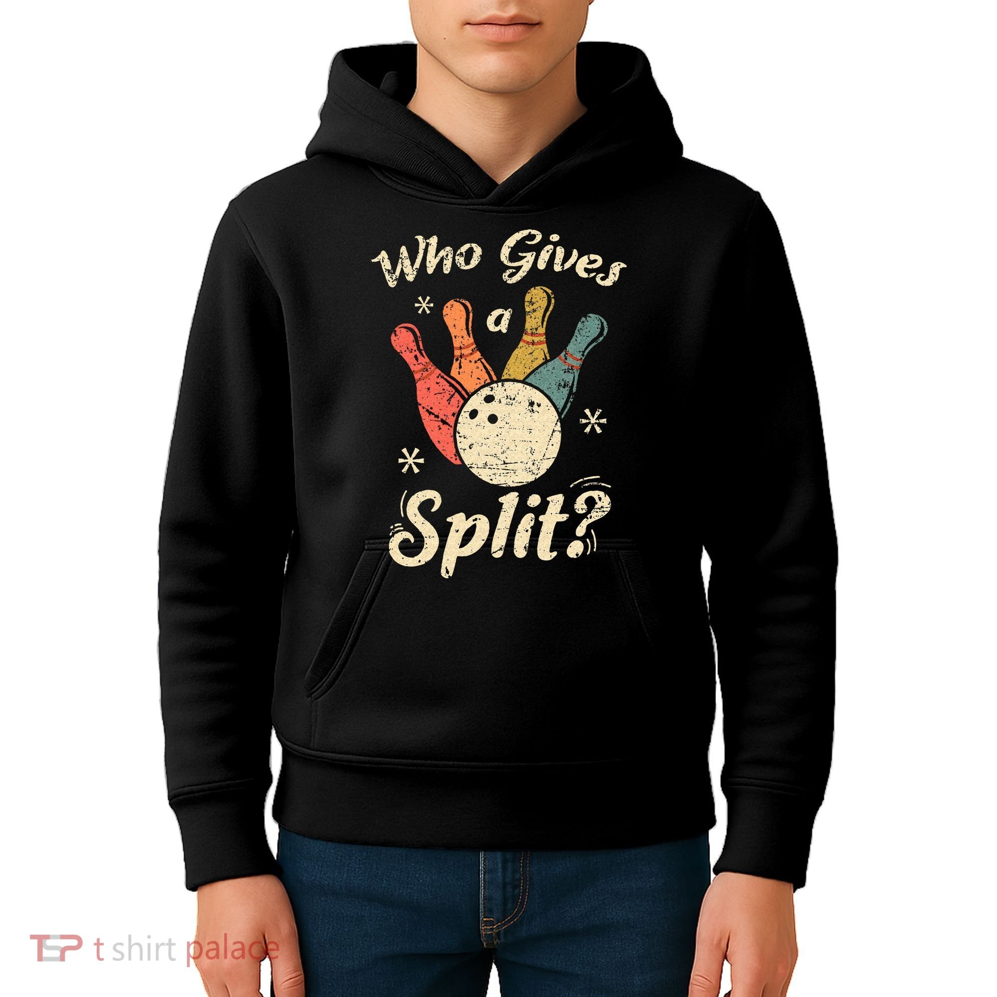 Funny Bowling Who Gives A Split Bowler Bowling Team Gift Kids Hoodie