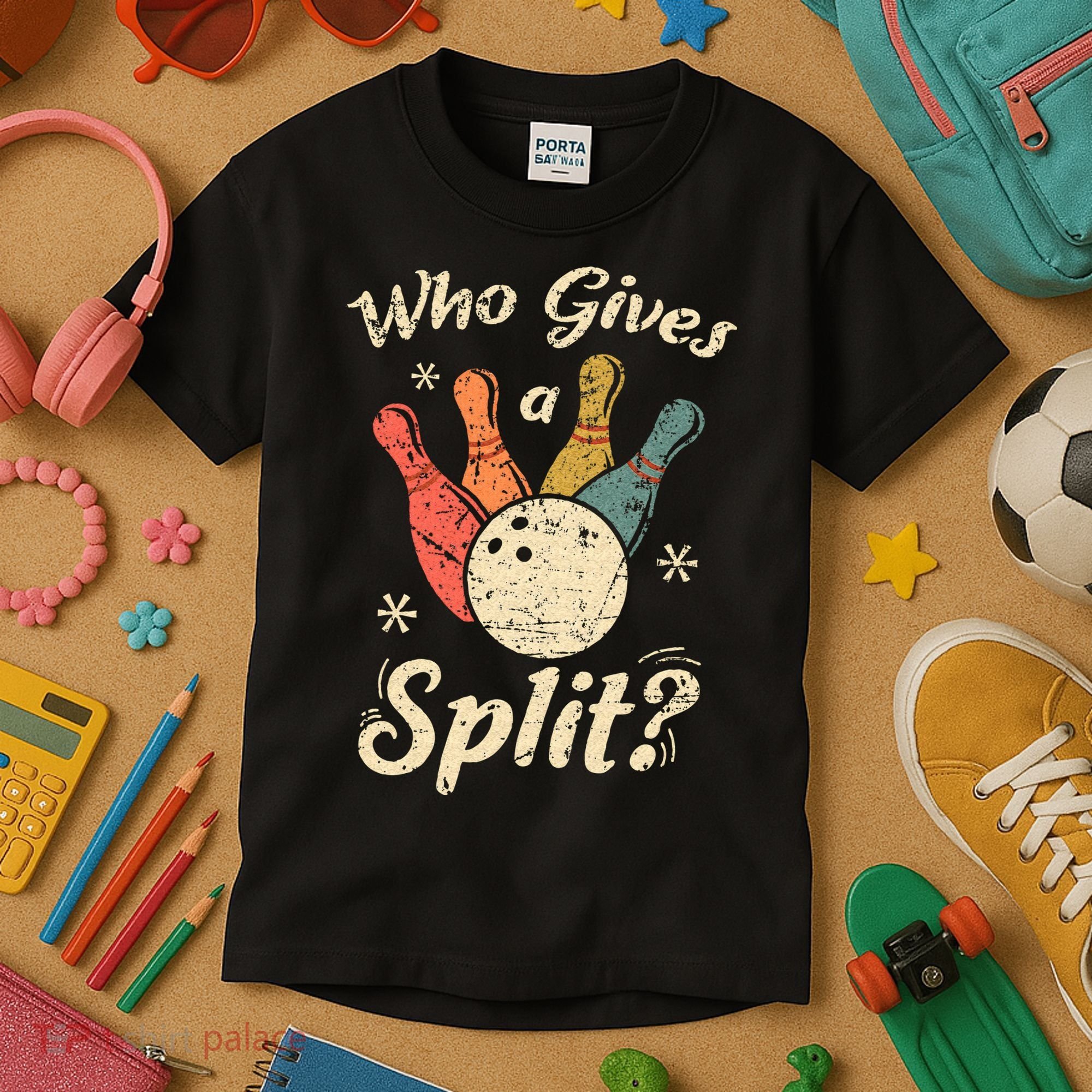 Funny Bowling Who Gives A Split Bowler Bowling Team Gift Kids T-Shirt