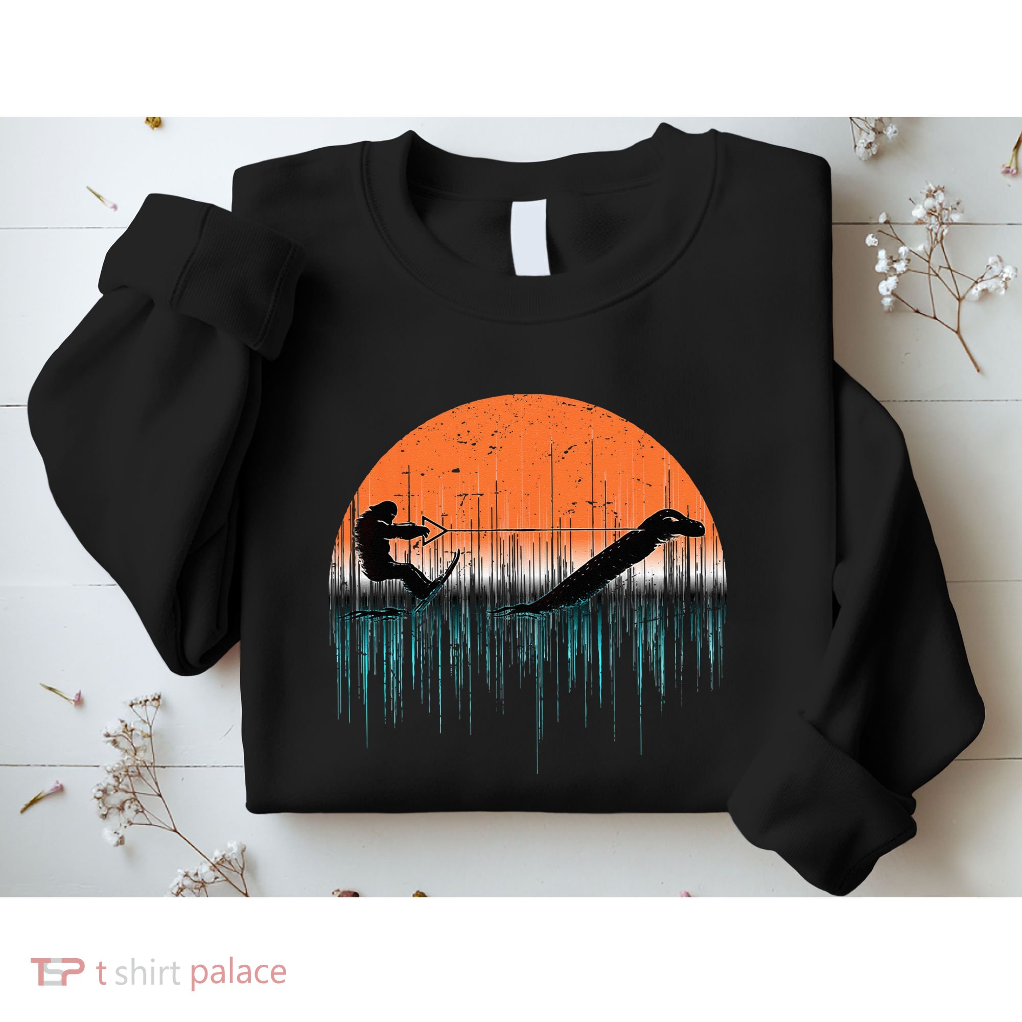 Funny Bigfoot Water Skiing With Loch Ness Monster Bigfoot Sweatshirt