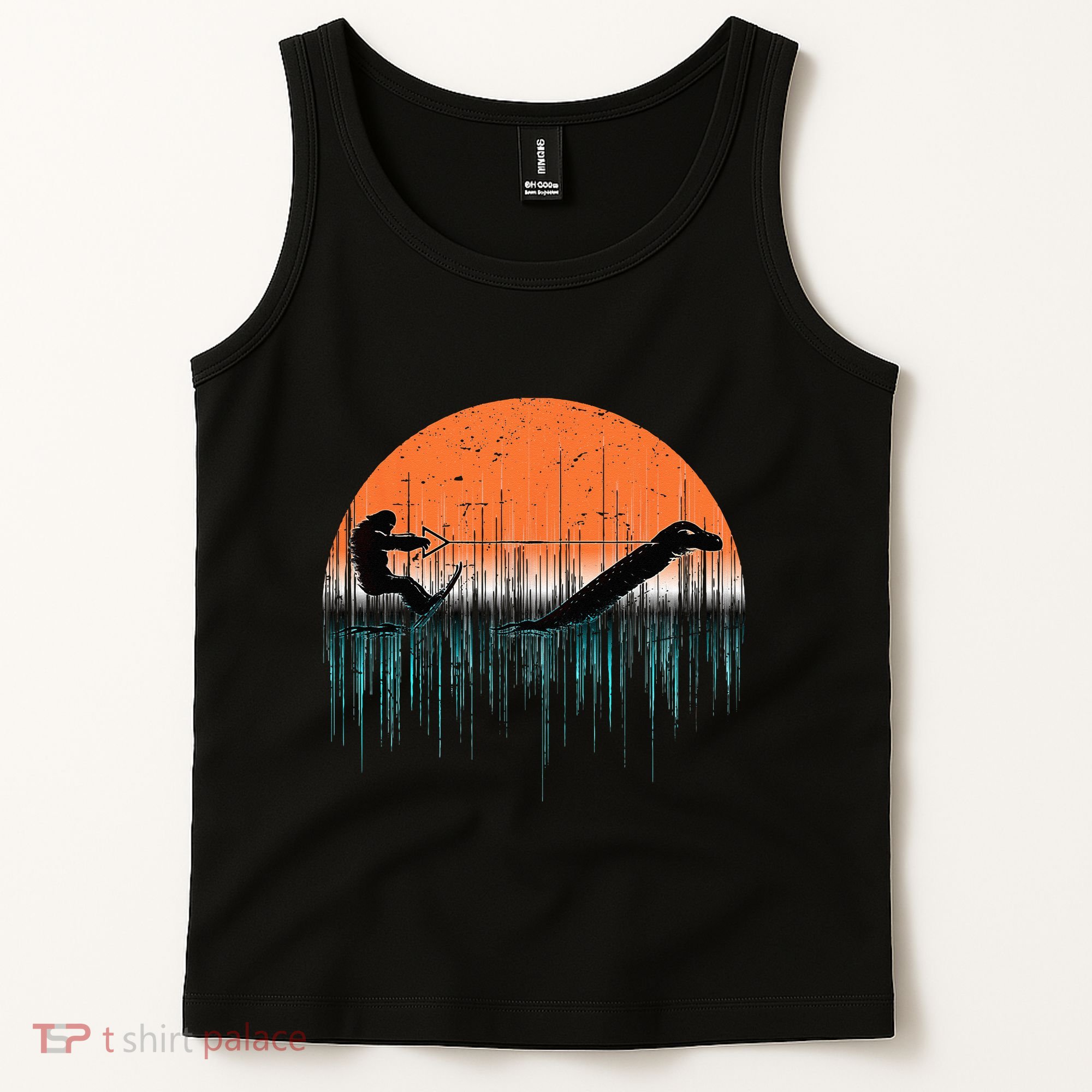 Funny Bigfoot Water Skiing With Loch Ness Monster Bigfoot Tank Top