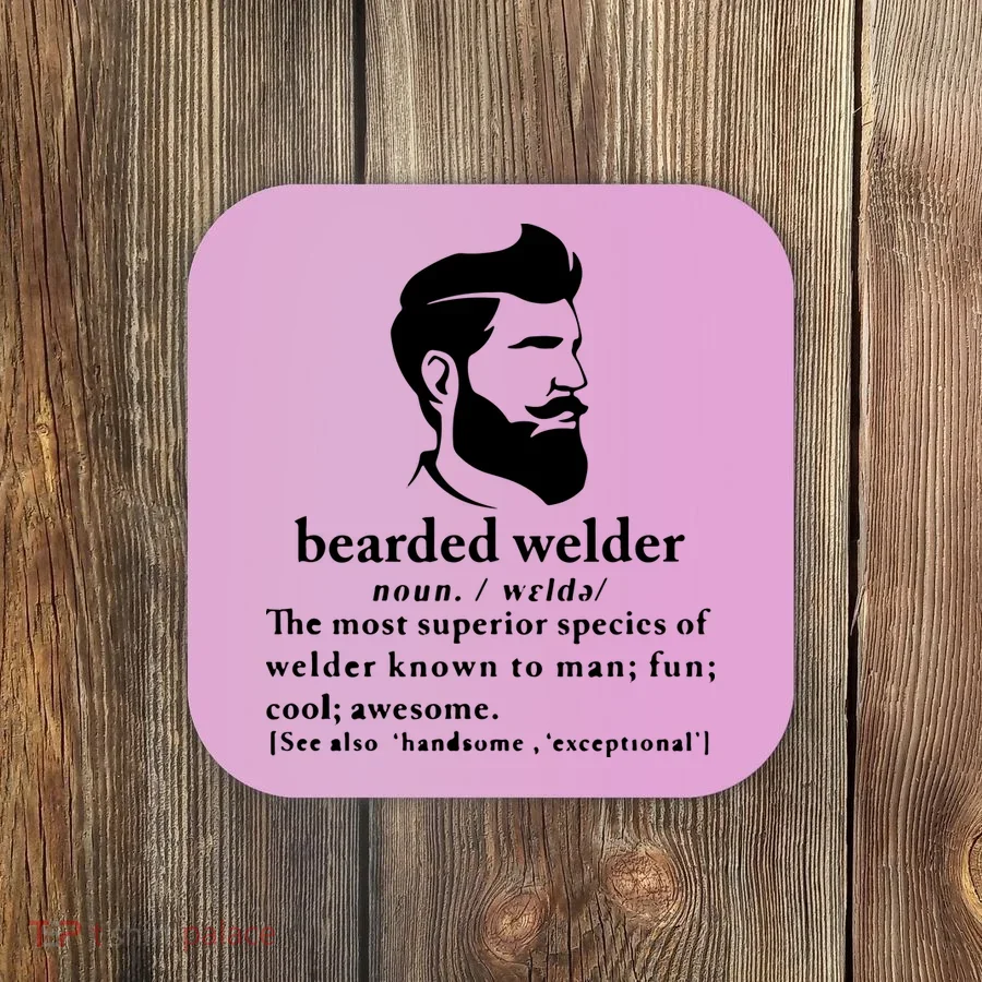 Funny Beard Welder Definition Meaning Coaster