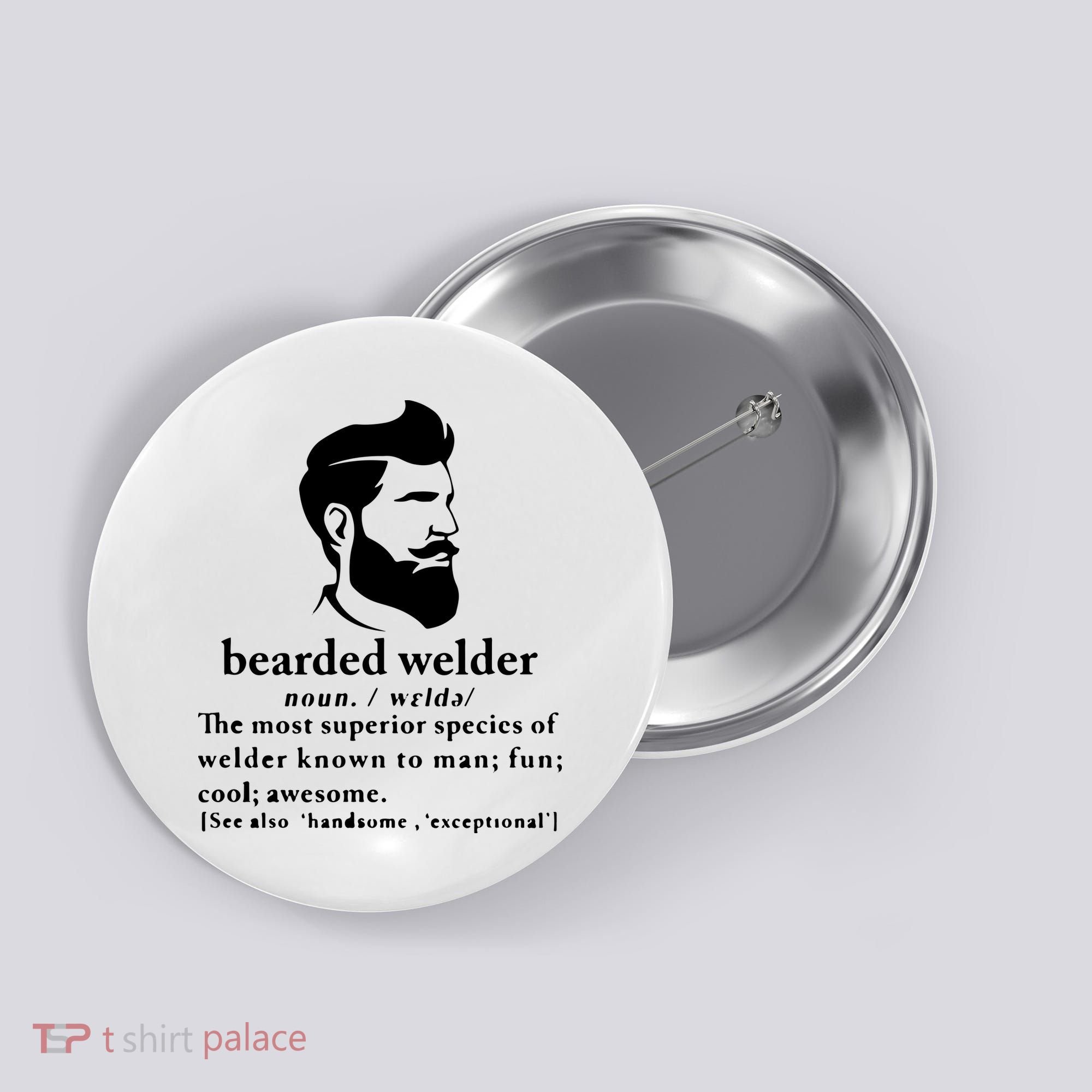 Funny Beard Welder Definition Meaning Button