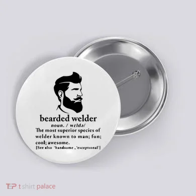 Funny Beard Welder Definition Meaning Button