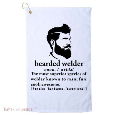 Funny Beard Welder Definition Meaning Golf Towel