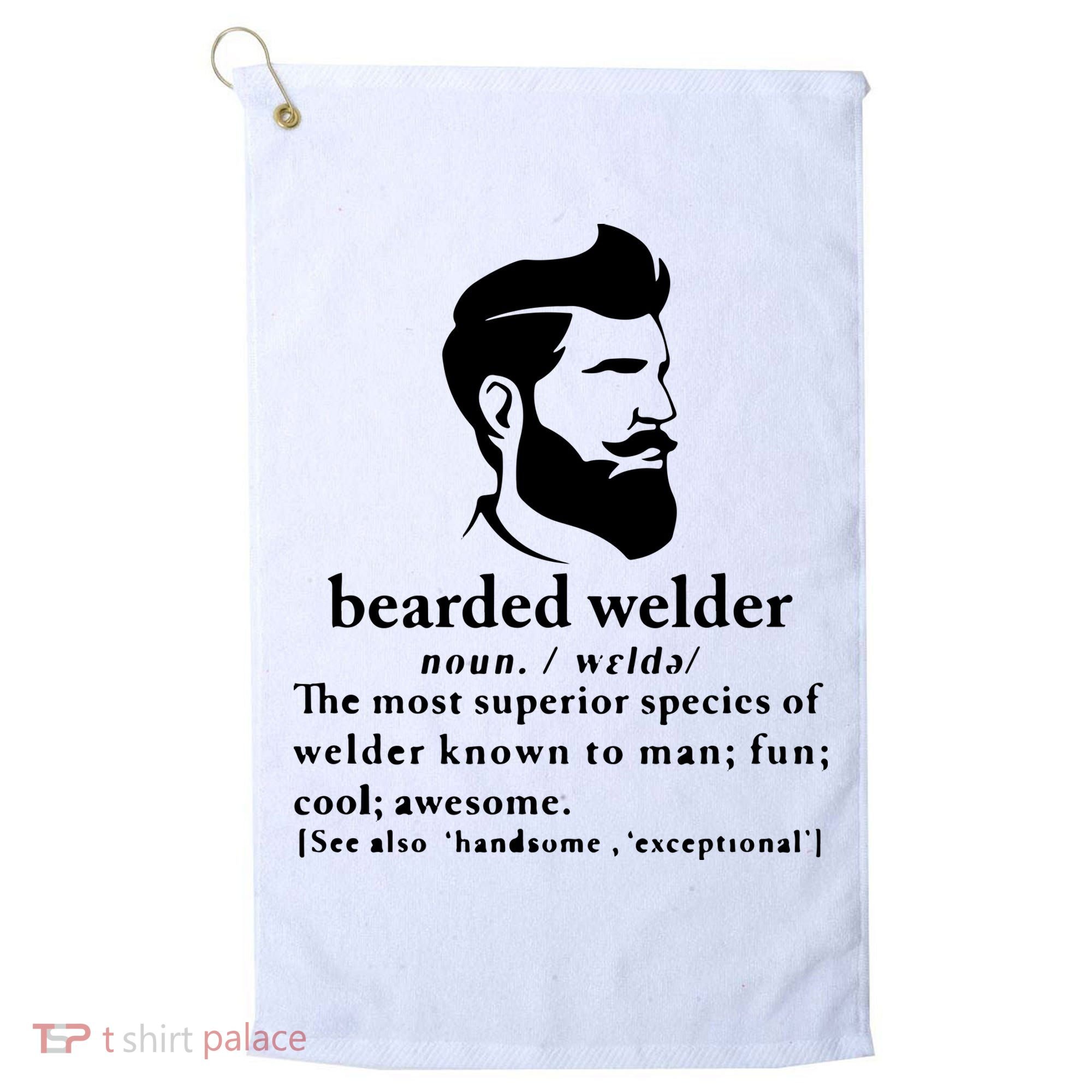 Funny Beard Welder Definition Meaning Golf Towel