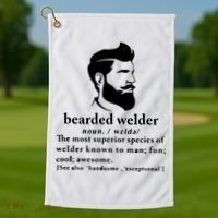 Funny Beard Welder Definition Meaning Golf Towel thumb 1