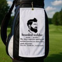 Funny Beard Welder Definition Meaning Golf Towel thumb 2