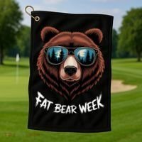 Fat Bear Week Retro Bear Sunglasses Nature Lovers Golf Towel thumb 1