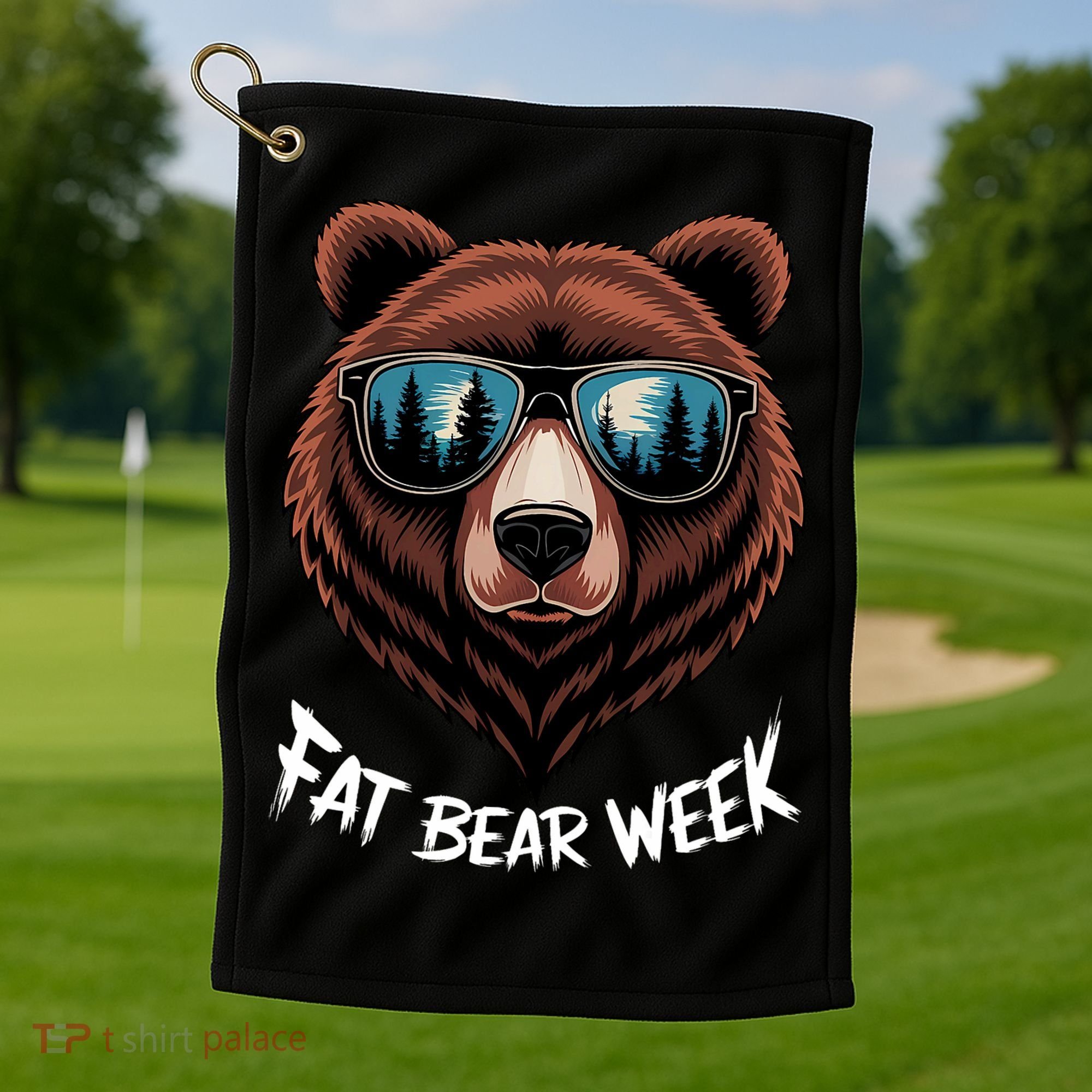 Fat Bear Week Retro Bear Sunglasses Nature Lovers Golf Towel