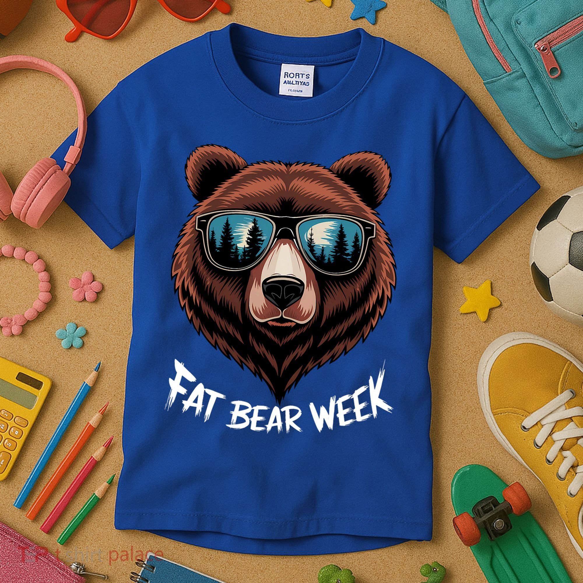 Fat Bear Week Retro Bear Sunglasses Nature Lovers Kids T-Shirt