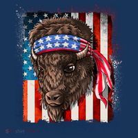 Funny Buffalo With American USA Flag Bandana Coaster thumb 2
