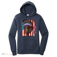 Funny Buffalo With American USA Flag Bandana Women's Hoodie thumb 0