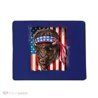 Funny Buffalo With American USA Flag Bandana Mousepad thumb 0