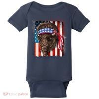 Funny Buffalo With American USA Flag Bandana Baby Bodysuit thumb 0