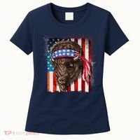 Funny Buffalo With American USA Flag Bandana Women's T-Shirt thumb 0