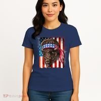 Funny Buffalo With American USA Flag Bandana Women's T-Shirt thumb 4