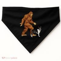 Funny Bigfoot Walking Boston Terrier Sasquatch Dog USA-Made Doggie Bandana thumb 0
