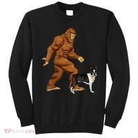 Funny Bigfoot Walking Boston Terrier Sasquatch Dog Sweatshirt thumb 0