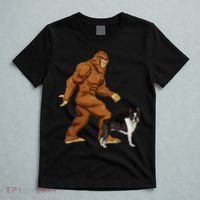 Funny Bigfoot Walking Boston Terrier Sasquatch Dog T-Shirt thumb 5