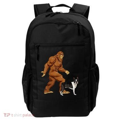 Funny Bigfoot Walking Boston Terrier Sasquatch Dog Backpack