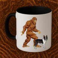 Funny Bigfoot Walking Boston Terrier Sasquatch Dog Coffee Mug thumb 2