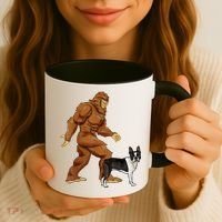 Funny Bigfoot Walking Boston Terrier Sasquatch Dog Coffee Mug thumb 3