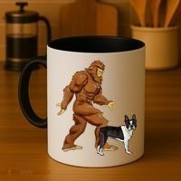 Funny Bigfoot Walking Boston Terrier Sasquatch Dog Coffee Mug thumb 4
