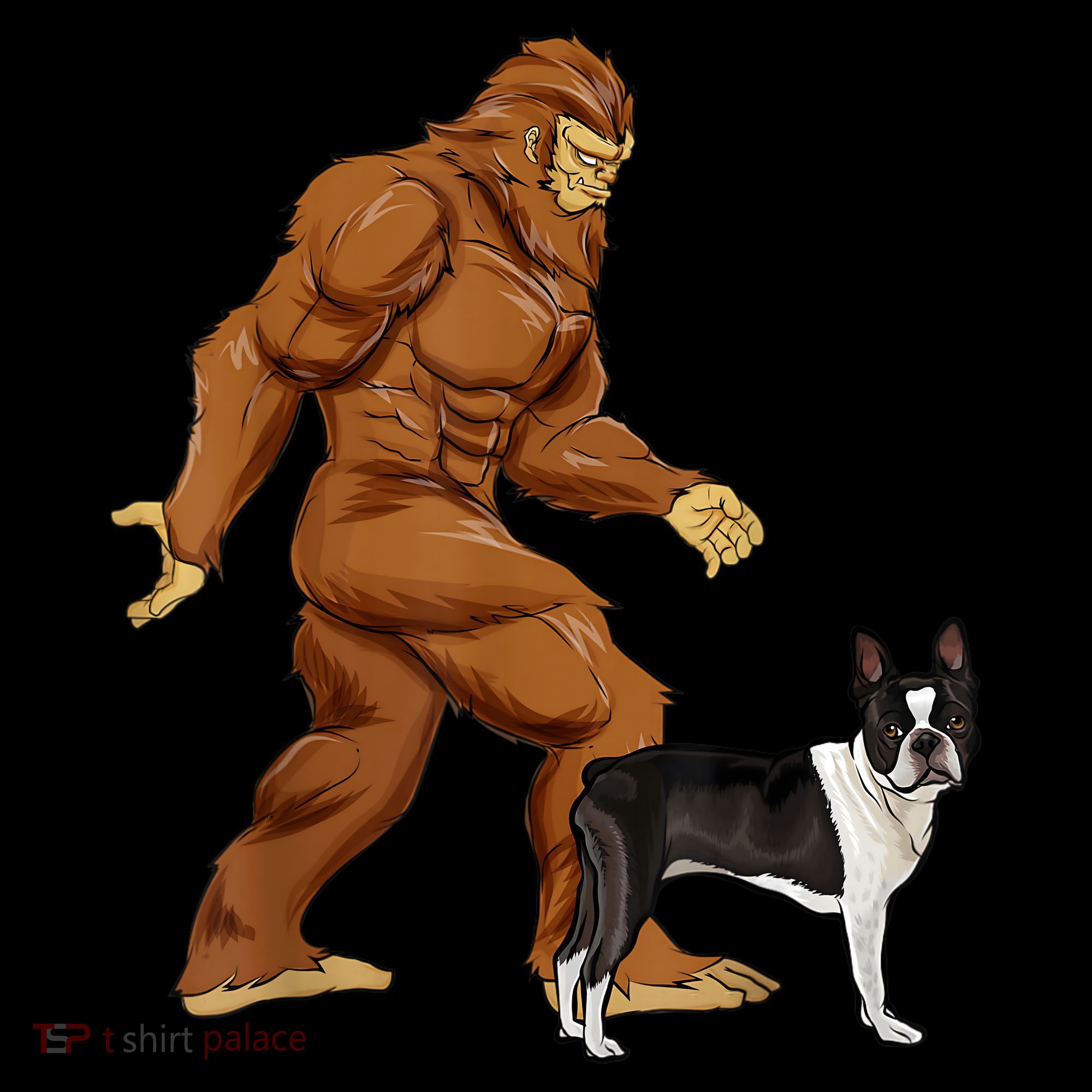 Funny Bigfoot Walking Boston Terrier Sasquatch Dog Women's Hoodie
