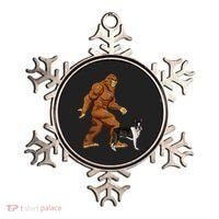 Funny Bigfoot Walking Boston Terrier Sasquatch Dog Ornament thumb 0