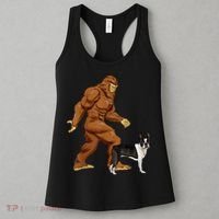 Funny Bigfoot Walking Boston Terrier Sasquatch Dog Women's Tank Top thumb 3