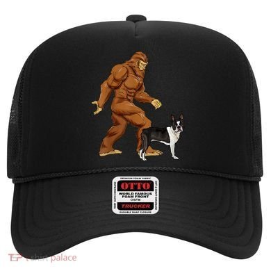 Funny Bigfoot Walking Boston Terrier Sasquatch Dog Hat