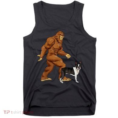 Funny Bigfoot Walking Boston Terrier Sasquatch Dog Tank Top