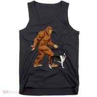 Funny Bigfoot Walking Boston Terrier Sasquatch Dog Tank Top thumb 0
