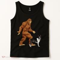 Funny Bigfoot Walking Boston Terrier Sasquatch Dog Tank Top thumb 2