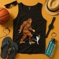 Funny Bigfoot Walking Boston Terrier Sasquatch Dog Tank Top thumb 4