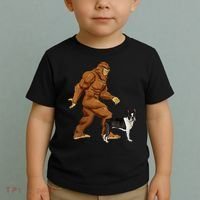 Funny Bigfoot Walking Boston Terrier Sasquatch Dog Toddler T-Shirt thumb 2