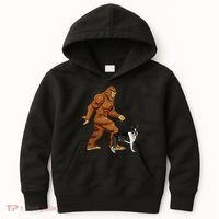 Funny Bigfoot Walking Boston Terrier Sasquatch Dog Kids Hoodie thumb 0