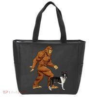 Funny Bigfoot Walking Boston Terrier Sasquatch Dog Tote Bag thumb 0