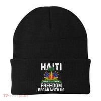 Freedom Began With Us Happy Haitian Flag Day Haiti Flag Beanie thumb 0