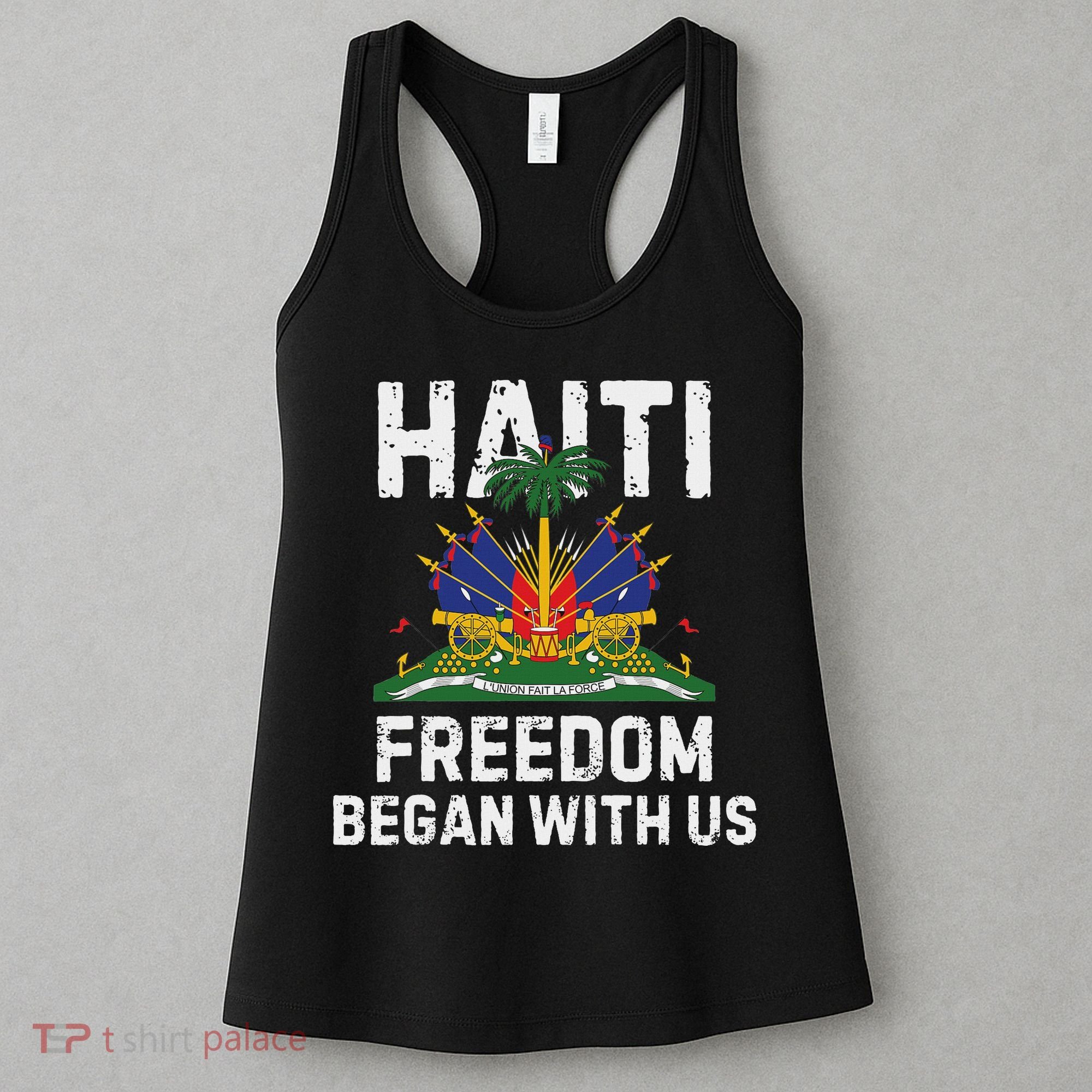 Freedom Began With Us Happy Haitian Flag Day Haiti Flag Women's Tank Top