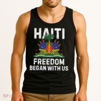 Freedom Began With Us Happy Haitian Flag Day Haiti Flag Tank Top thumb 3