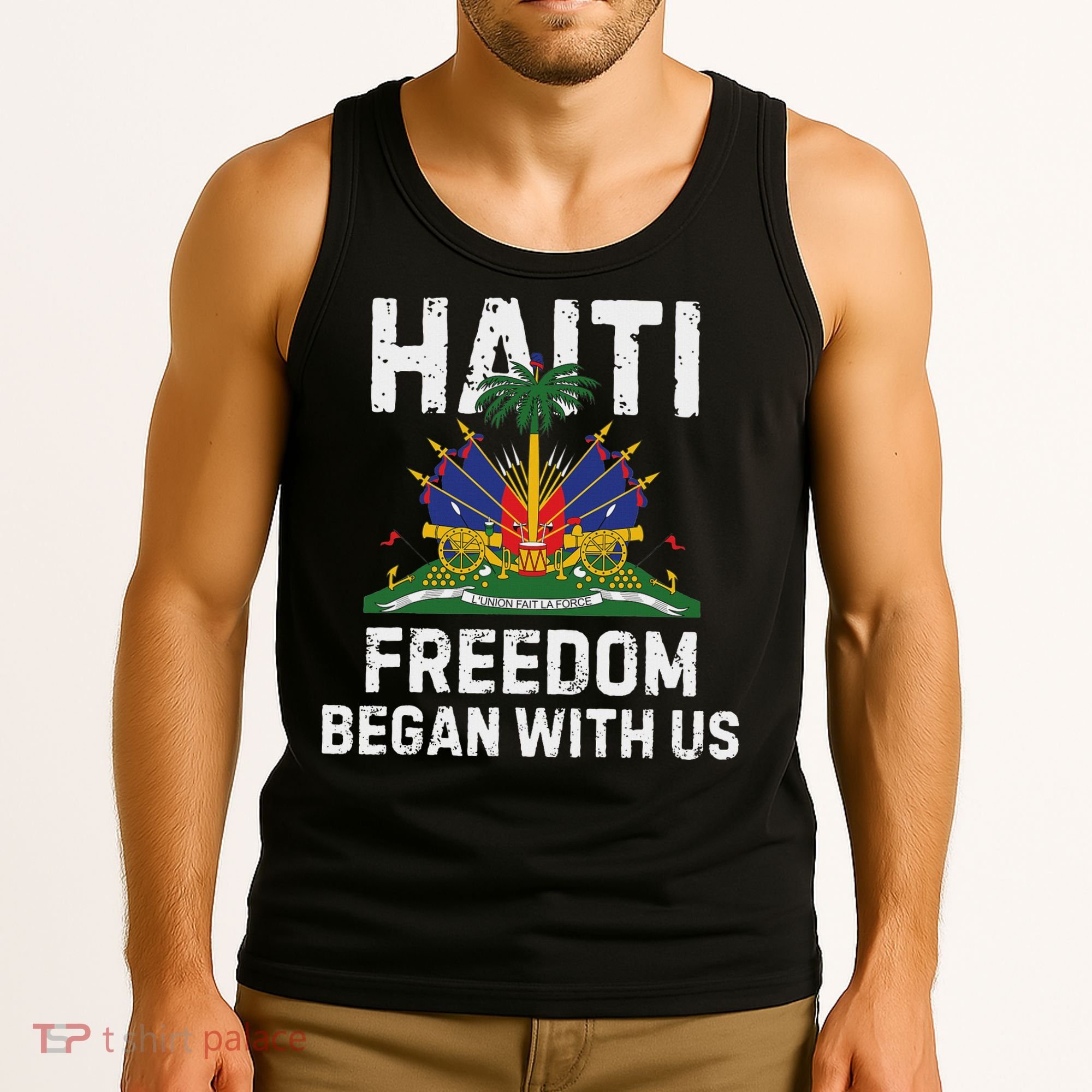 Freedom Began With Us Happy Haitian Flag Day Haiti Flag Tank Top
