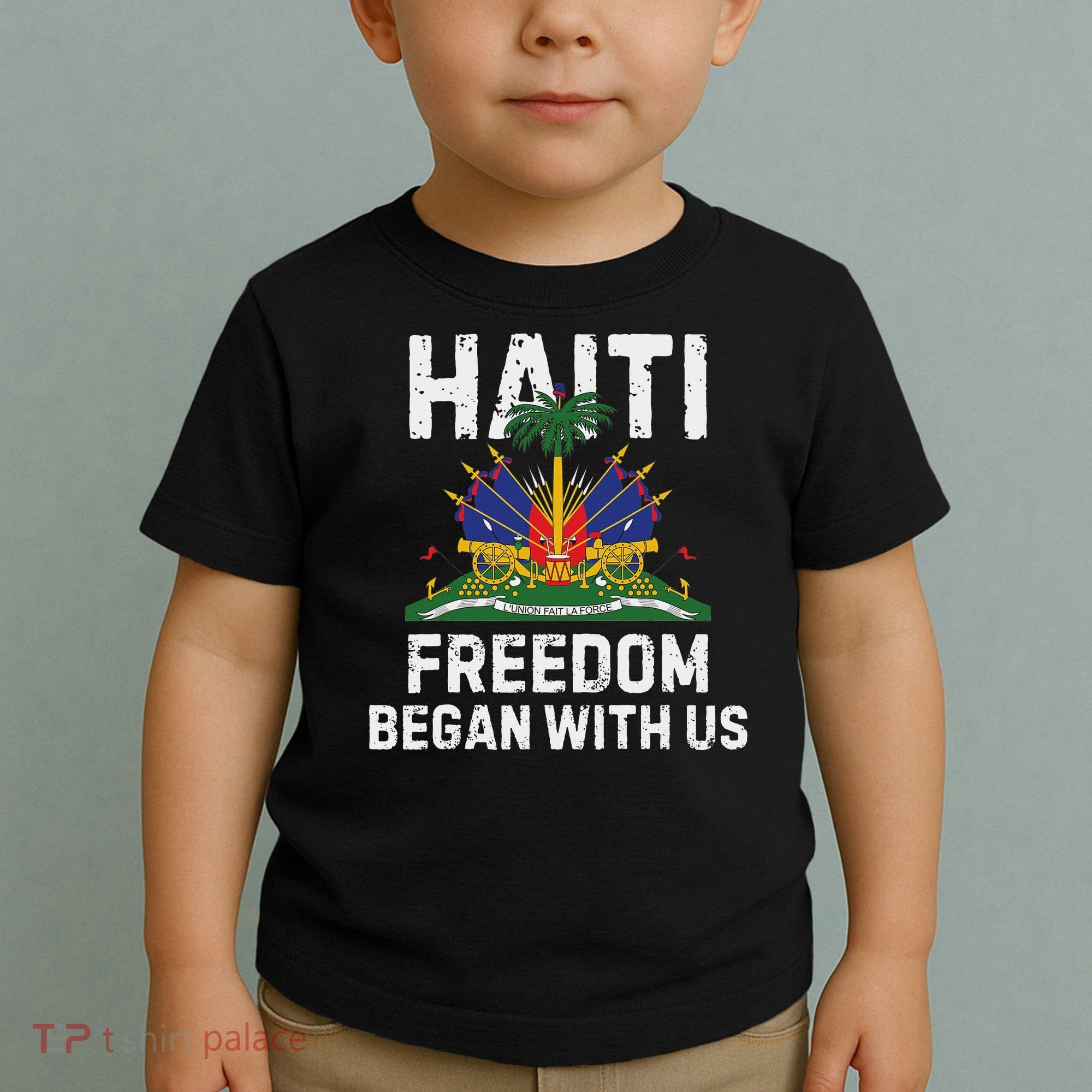 Freedom Began With Us Happy Haitian Flag Day Haiti Flag Toddler T-Shirt