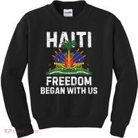 Freedom Began With Us Happy Haitian Flag Day Haiti Flag Kids Sweatshirt thumb 0