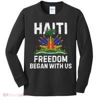 Freedom Began With Us Happy Haitian Flag Day Haiti Flag Kids Long Sleeve Shirt thumb 0
