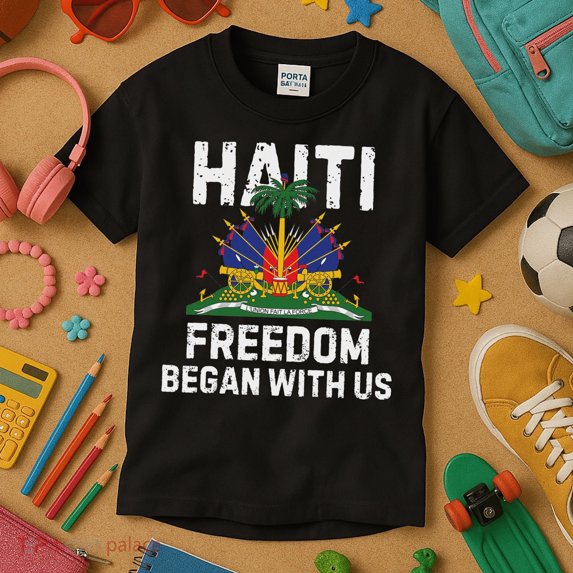Freedom Began With Us Happy Haitian Flag Day Haiti Flag Kids T-Shirt